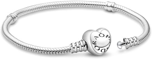 APUUESN Charms Anhänger Armband Herz Verschluss 19CM Damen,ME Charm Moments Armbänder Sterling Silber S925,Schlangenkette Fake Bracelet,Armreif Schmuck,Geschenk für Frauen Geburtstag
