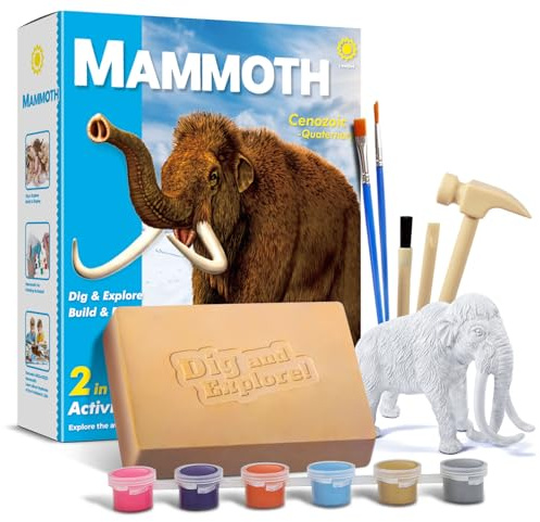 EGGBOX Mammut Skelett Ausgrabungsset für Kinder ab 6, 2-in-1 Dig & Graffiti | Fossilien Paläontologie Experimente & Bastelset, kreatives Dino Spielzeug für Jungen Mädchen