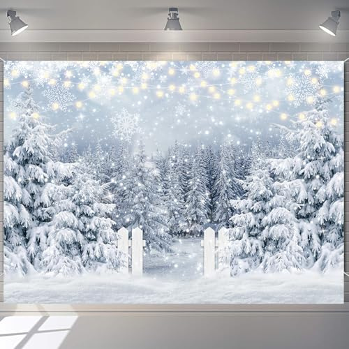 Winterwald-Hintergrund, Winterwunderland, Schneeflocken-Szene, Fotografie-Hintergrund für Winter, Weihnachten, Urlaub, Neujahr, Urlaub, Party, Dekorationen, Banner (300 x 240 cm)