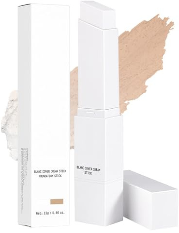 Blanc Cover Cream Stick, Color Changing Foundation, Hautangleichende Abdeckcreme mit Anpassbarer Deckkraft, Dewy Finish für Natürlichen Glow, Dual-Ended with Detachable Brush (#3 Natural)