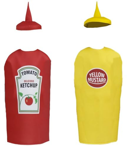Tsffae Déguisement De Bouteille De Ketchup pour Enfant (2 Pièces), Combinaison Chapeau Inclus, Idéal pour Halloween Ou Une Fête Costumée.