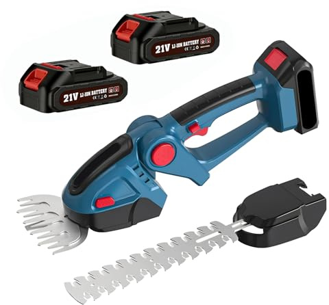Akku Heckenschere für Makita 18V Akkus,2-in-1 Akku-Grasschere und Strauchschere mit 2x2,0 Ah Batterien & Ladegerät,Tragbar Gartenschere Elektrische Heckenschere für Hof,Garten,Rasen