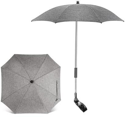 Sonnenschirm Buggy, Universal Sonnenschirm kinderwagen, UV Schutz 50+ Sonnenschutz, für Rund- und Ovalrohre, 70 cm Durchmesser, Babywagen Schirm mit Gerader Schirmgriff
