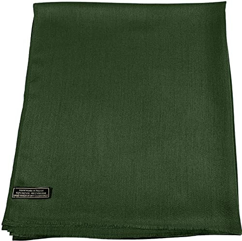 CJ Apparel Dunkelgrün Normallack Design Nepalesischer Fransenschal Zweite Wahl Schal Stola Wrap Pashmina NEU