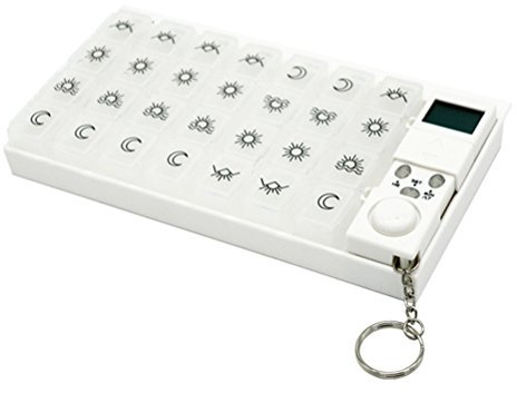 BESTOMZ Pillenbox mit Alarm 7 Tage 28 Fächer Pillendose Automatisch