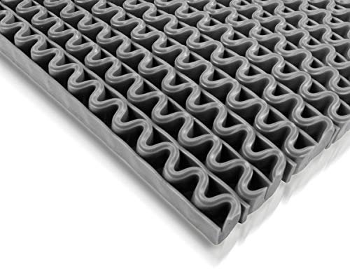 Tappeto Antiscivolo Impermeabile Anti-Slip | Pedana in Plastica, Gomma, PVC, al Metro | Ondulato | Vari Colori e Misure - 90x400cm - grigio
