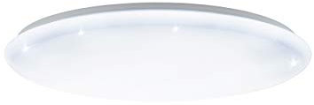 EGLO LED Deckenlampe Giron-S, 1 flammige Deckenleuchte mit Sternenhimmel-Effekt, Material: Stahl, Kunststoff, Farbe: Weiß, Ø: 76 cm, dimmbar, Weißtöne per Fernbedienung einstellbar