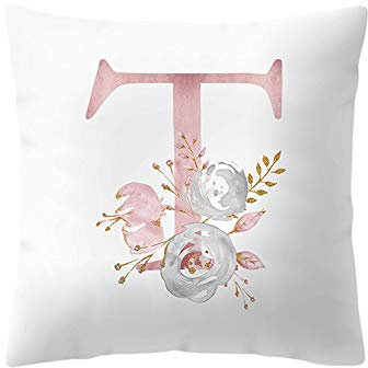 Xmiral Briefe Kissenbezug Weiß Englisch Alphabet Sofakissenbezug 45x45 cm(T)