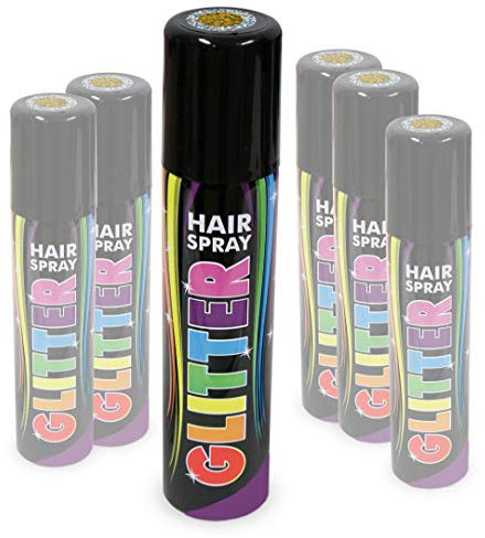 KarnevalsTeufel Hairspray Glitter in verschiedenen Farben buntes Haarspray mit Glitzer Haarschmuck farbig (Gold)