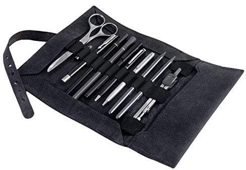 Jahn-Tasche – Stylische Stifterolle/Rollmäppchen Größe L aus Büffel-Leder, Schwarz, Modell 015