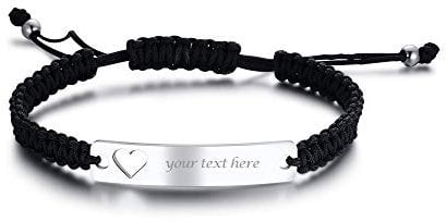 VNOX Personalisierte Gravur Anpassen Paare Schwestern Freundschaft Brautjungfer Familie Schmuck-Set für 2/3/4/5 Edelstahl Geflochtene Hohl Herz Bar Armband für Frauen Männer