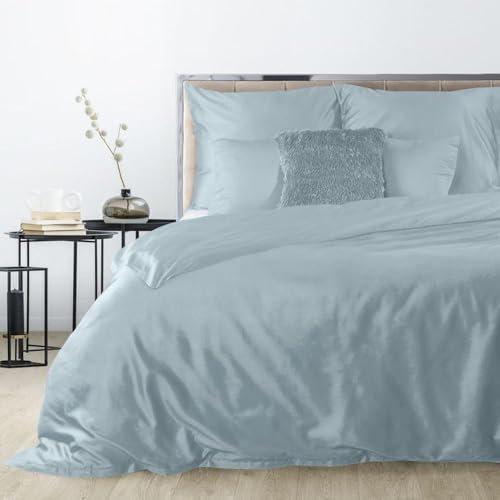Eurofirany Hochwertige Bettwäsche NOVA3 Gelb Rosa Himmelblau Petrol Beige Einfarbig Baumwolle Bettwäschegarnitur 3tlg 2tlg 140x200 160x200180x200 220x200 (Himmelblau, 160 x 200 cm)