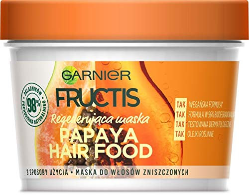 Garnier, Fructis Papaya Hair Food Regenerationsmaske Für Strapaziertes Haar 390 Ml