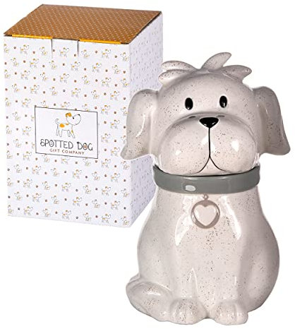 SPOTTED DOG GIFT COMPANY - Biscottiera a forma di cane - barattolo da cucina - idee regalo per padroni e amanti dei cani - in ceramica - bianco