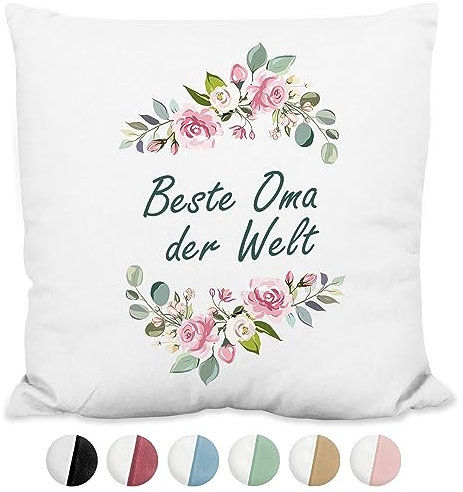 True Statements Kissen Beste Oma der Welt - 40x40cm, inkl. Füllung Rückseite Rosa