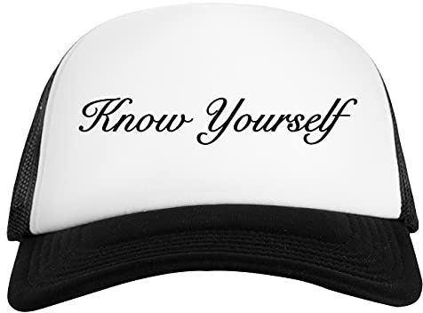 Know Yourself Weiß Schwarz Unisex Baseball Cap White Black