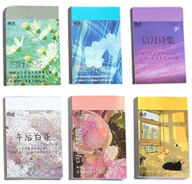 300 Stück Washi Aufkleber Set für Journaling Scrapbooking,6 Set Natur Frische Literarischer Stil Aufkleber Vinyl Aufkleber DIY dekorative Aufkleber Aesthetic Sticker für Tagebuch DIY Kunst