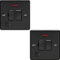 2 PACK | 13A DP Switched Fuse Spur & Flex Outlet -MATT BLACK & Black Trim- 240V Mains Isolation - Decorative Kitchen/Interior Wall Face Plate – Oven/Cooker/Hob Appliance On/Off Switch