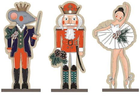 Amosfun 3Pcs Christmas Nutcracker Decoration Soldier Mouse Girl Figurine Wooden Nutcracker King Puppets Dolls Toy for Xmas Gift Holiday Decorations, Assorted Color, 25x12cm (1604NXV9H436SGXL0)