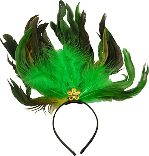 Bock op Kölle Haarreifen mit Federn Rio, Karneval, Fasching in 3 Farben erhältlich (Federn grün-schwarz)