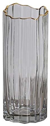 Vase Moderne Minimaliste Peinture Or Transparent Verre Droit Décoration Nordique Salon Décoration Florale Douce hydroponique Fleur Ameublement (Color : Green, Size : 30.5cm*11.5cm)
