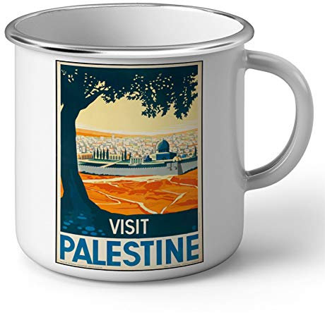 Fabulous Emaillierter Metallbecher 284ml Visit Palestine Poster Vintage Reisen Art Deco 30er Jahre