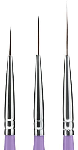 Beaute Galleria Nail Art Brush Set (12mm, 16mm, 22mm) Long Nail Art Brushes Set of 3 for Fine Line, Detailer, Stripe, Color Block, One Stroke