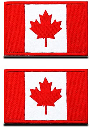 2 St. Kanada Flagge Patch- Taktisch Kanadisch Abzeichen, Bestickter Aufnäher mit Verschluss, Militär Aufkleber Bänder für Rucksäcke Kleidung Taschen Uniform Weste Jersey