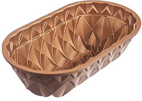 orion group Backform Kuchenform für Hefezopf Napfkuchen oval antihaftbeschichtet in Kupferfarbe aus Aluminium MARISSA 26x14,5x8 cm