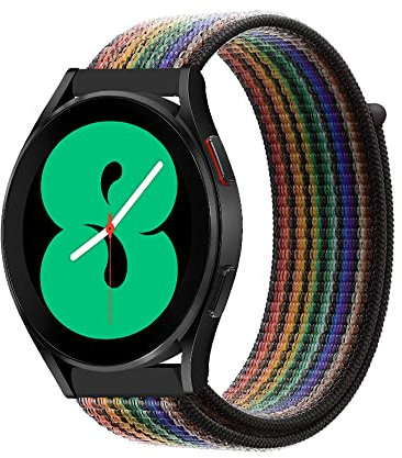 Niboow 20mm Correa para Samsung Galaxy Watch Watch 7/6/5/4 40mm 44mm/Galaxy Watch FE 40mm/Galaxy Watch 6 Classic 43mm 47mm, Nailon Correa para Samsung Galaxy Watch 5 Pro 45mm-Arcoiris Negro