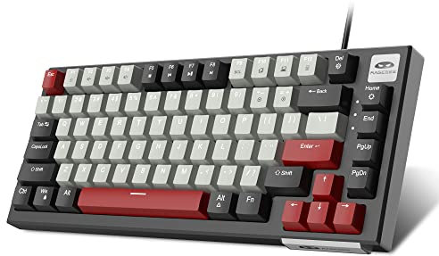 MageGee Tastiera meccanica a 81 tasti, tastiera 75% sostituibile a caldo, tastiera da gioco anti-ghosting con interruttori rossi per PC Windows Mac (nero grigio, rosso)