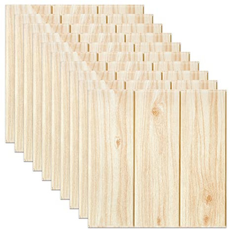 URPIZY 10x Panneaux muraux 3D 35 x 35 cm DIY Carreaux muraux Auto-adhésifs en Bois de chêne texturé, décoratifs, imperméables, décoration d'intérieur, carrelage Autocollant Mural pour Cuisine, Salon