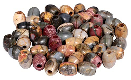 Nupuyai 4.5mm Picasso Jaspis Kristall Stein Perlen Großes Loch Oval Form Lose Perlen für Armband Halskette Schmuckherstellung, Pack von 18