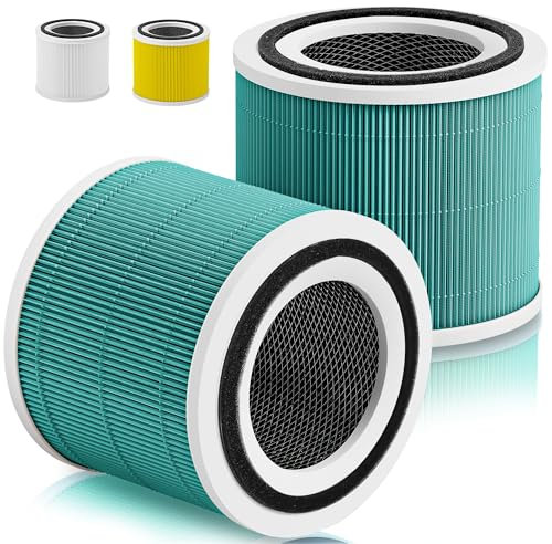 2 Pack Core 300 Toxin Absorber Replacement Filter Compatible with LEVOIT Core 300, Core 300-P, Core 300S Air Purifier, 3-in-1 H13 Grade True HEPA Filter Replacement, Replace Core300-RF-TX, Green