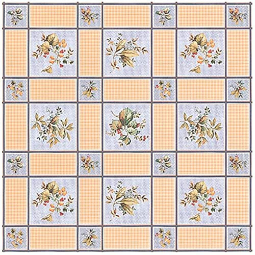 Wachstuch Tischdecke 140 x 160cm, Wachstischdecke abwaschbar, Wachstuchtischdecke wasserabweisend (Blumen blau apricot 102a)