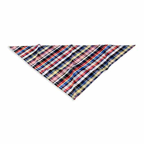 Monkimau Hundehalstuch für mittelgroße Hunde - Halstuch für Hunde aus Baumwolle rot blau gelb kariert