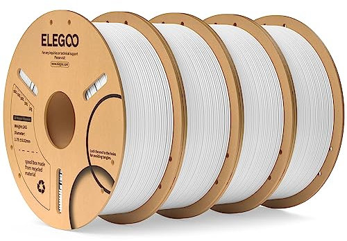 ELEGOO PLA Filament 1.75mm Weiß 4KG, 3D Drucker Filament Maßgenauigkeit +/- 0,02 mm, 4kg Pappspule (8.8lbs) Filament-3D-Druckmaterialien Passt für die meisten FDM 3D-Drucker