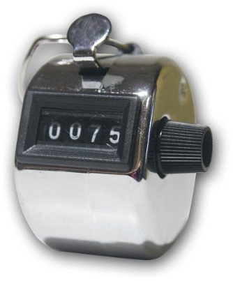 world-trading-net - Mechanischer-Hand-Zähler, Zählbereich von 0-9999, mit Haltebügel für Finger, Betrieb ohne Batterie, Metallgehäuse