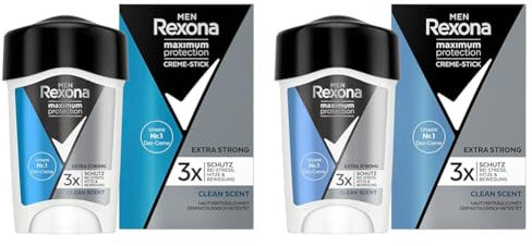 Rexona Men Maximum Protection Deo Creme Clean Scent - Anti-Transpirant mit 48 Stunden Schutz gegen starkes Schwitzen und Körpergeruch - 45 ml (1er-Pack) (Packung mit 2)