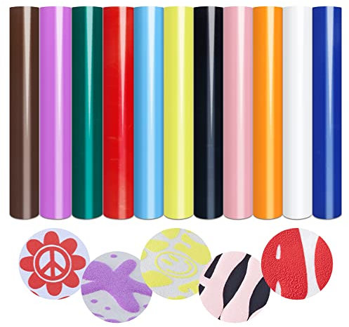 Tintnut 3D Flockfolie Plotterfolie Textil,Mehrfarbig 11, Pack of 11, 30cmx25cm für kreative Bügelbilder - Perfekt für Cricut, Plotter und Transferpressen