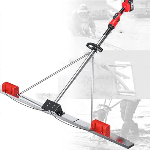 URJWAN Kit Vibrant pour Chape en BéTon, Kit De Lame De RèGle De Nivellement Vibrante pour Ciment Alimenté par Batterie 6000 TR/Min, Outil De Finition De Ciment éLectrique sans Fil,2batteries-1.8M