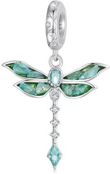 925 Sterling Silber Grüner Libellen charm anhänger für Pandora-Armbänder,Zirkonia-Bead-Charm-Schmuck geschenk für Frauen und Mädchen