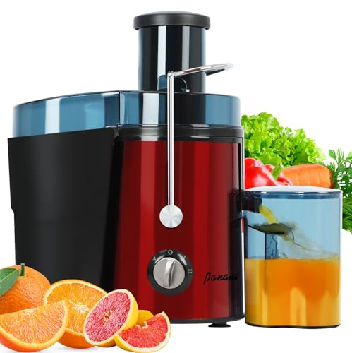 Panana Entsafter, Entsafter, Entsafter, 7,6 cm breiter Flaschenhals für Obst und Gemüse, leicht zu reinigen, Edelstahl, BPA-frei (Rot)