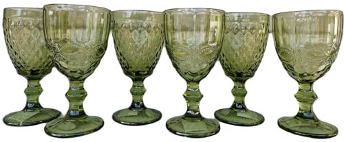 Arinosa Weinglas Pokal 6 Stück Grün Vintage 9x17cm 350ml