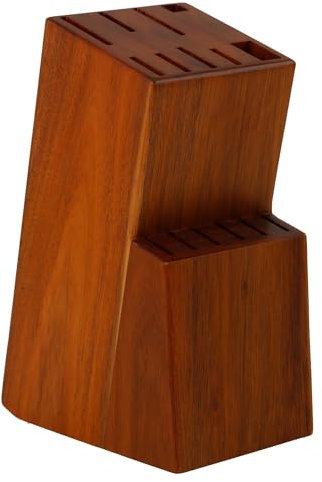 Porte-couteaux de cuisine 15 pièces. Support de couteaux de cuisine fabriqué en bois massif. Tacoma sans couteaux robuste et élégant. Cheville couteaux de cuisine avec support pour ciseaux (Acacia)