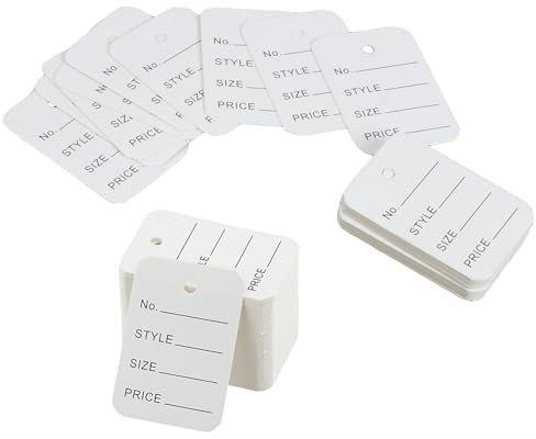 1000 Stücke Kleinen Preisetiketten, Preisschilder Etiketten, Preisschilder für Kleidung, 3.2X5CM Hängeetiketten Markierung, Kraftpapier Schmucketiketten zum Anhängen (Weiß, Markieren)