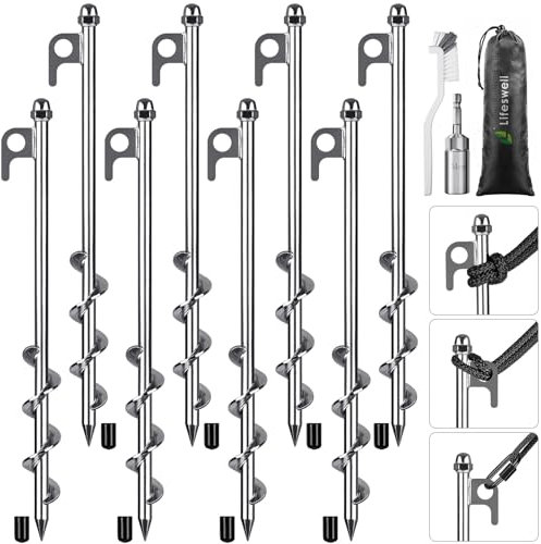 Lifeswell 8 Stück Zeltheringe Heringe Camping - Stark Zelt Heringe Schwere Erdanker Bodenanker Metall Bodenanker Trampolin für Camping Outdoor Wandern Trampoline Zelt Schuppen