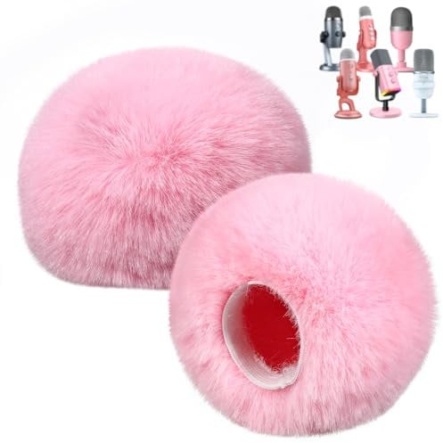 ZealSound Parabrezza peloso per microfono per Yeti, copertura in schiuma per microfono in pelliccia per zealsound K66/Yeti/Yeti X/Yeti Pro/AM8/per SoloCast (rosa, 2 pezzi)
