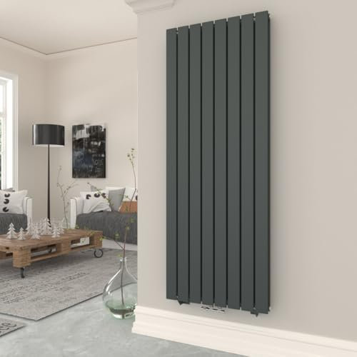 T&K Heizkörper Flach 1800x616mm Anthrazit Doppellagig Design Heizkörper, Vertikal Moderne Paneelheizkörper Badheizkörper Für Mittelanschluss Heizung