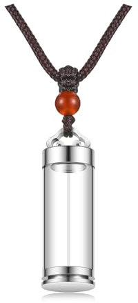 Zysta Stainless Steel Cylinder Tube Glass Bottle Urn Necklaces for Ashes Adult Male Women Memorial Keepsake Cremation Jewelry